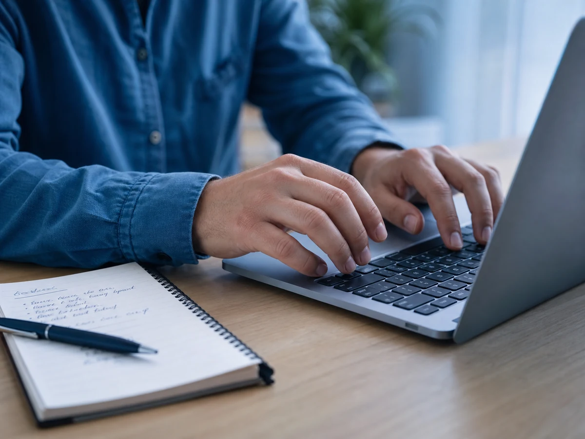 Priprema teksta oglasa za posao na laptopu